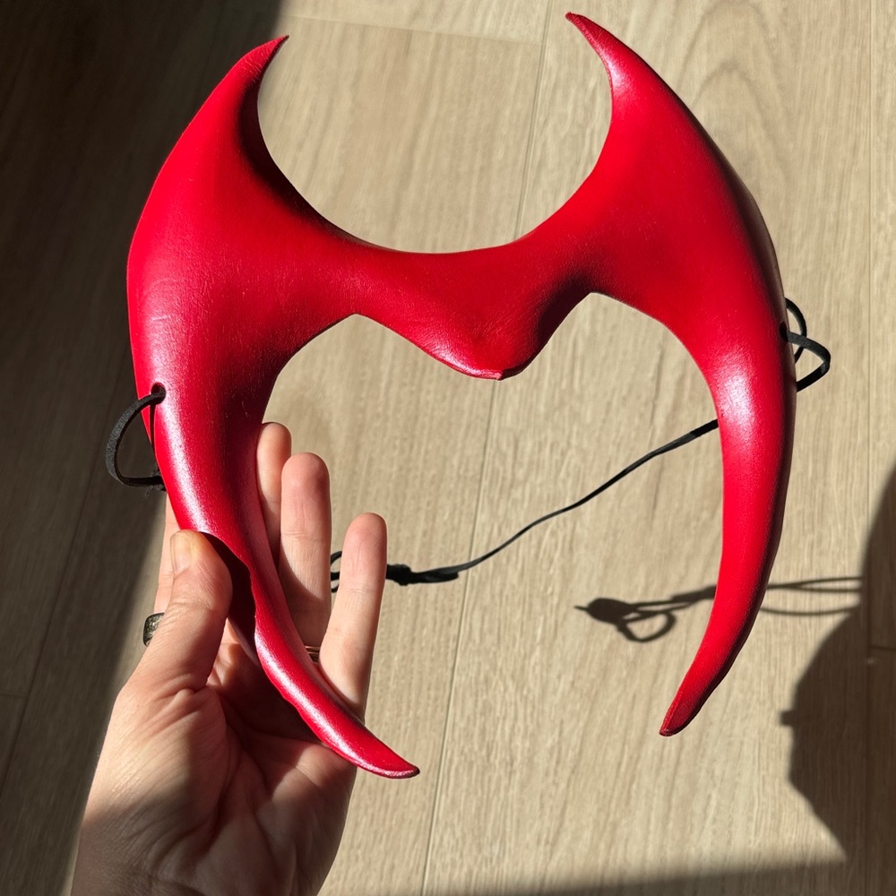 Handmade Scarlett Witch Headpiece Leather Unique Costume Cosplay Crown Halloween